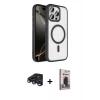MARSİLYAN™- iPhone 15 Pro Max Kılıf Kıvılcım Prime - Siyah Bilvis Hayalet Cam Ekran Koruyucu + Raze Metal Kamera Lens - LT