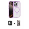 MARSİLYAN™- iPhone 15 Pro Max Kılıf Kıvılcım Prime - Siyah Bilvis Hayalet Cam Ekran Koruyucu + PVD Metal Kamera Lens - SH