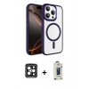 MARSİLYAN™- iPhone 15 Pro Max Kılıf Kıvılcım Prime - Siyah Bilvis Hayalet Cam Ekran Koruyucu + PVD Metal Kamera Lens - SH
