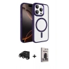 MARSİLYAN™- iPhone 15 Pro Max Kılıf Kıvılcım Prime - Siyah Bilvis Hayalet Cam Ekran Koruyucu + Raze Metal Kamera Lens - SH
