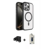 MARSİLYAN™- iPhone 15 Pro Max Kılıf Kıvılcım Prime - Siyah Bilvis Hayalet Cam Ekran Koruyucu + Raze Metal Kamera Lens - SH
