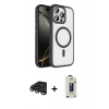 MARSİLYAN™- iPhone 15 Pro Max Kılıf Kıvılcım Prime - Siyah Bilvis Hayalet Cam Ekran Koruyucu + Raze Metal Kamera Lens - TMGI