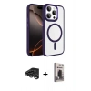 MARSİLYAN™- iPhone 15 Pro Max Kılıf Kıvılcım Prime - Siyah Bilvis Hayalet Cam Ekran Koruyucu + Titanyum Gri Raze Metal Kamera Lens