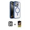MARSİLYAN™- iPhone 15 Pro Max Kılıf Kıvılcım Prime - Siyah Buffer Cam Ekran Koruyucu + PVD Metal Kamera Lens - LT