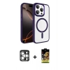 MARSİLYAN™- iPhone 15 Pro Max Kılıf Kıvılcım Prime - Siyah Buffer Cam Ekran Koruyucu + PVD Metal Kamera Lens - GS