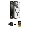 MARSİLYAN™- iPhone 15 Pro Max Kılıf Kıvılcım Prime - Siyah Buffer Cam Ekran Koruyucu + Raze Metal Kamera Lens - TMGI