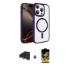MARSİLYAN™- iPhone 15 Pro Max Kılıf Kıvılcım Prime - Siyah Buffer Cam Ekran Koruyucu + Raze Metal Kamera Lens - LT