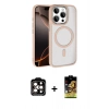MARSİLYAN™- iPhone 15 Pro Max Kılıf Kıvılcım Prime - Siyah Buffer Cam Ekran Koruyucu + PVD Metal Kamera Lens - TU