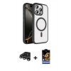 MARSİLYAN™- iPhone 15 Pro Max Kılıf Kıvılcım Prime - Siyah Buffer Hayalet Cam Ekran Koruyucu + Raze Metal Kamera Lens - GS