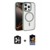 MARSİLYAN™- iPhone 15 Pro Max Kılıf Kıvılcım Prime - Siyah Buffer Hayalet Cam Ekran Koruyucu + PVD Metal Kamera Lens - TU