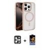 MARSİLYAN™- iPhone 15 Pro Max Kılıf Kıvılcım Prime - Siyah Buffer Hayalet Cam Ekran Koruyucu + PVD Metal Kamera Lens - LT