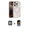 MARSİLYAN™- iPhone 15 Pro Max Kılıf Kıvılcım Prime - Siyah Buffer Hayalet Cam Ekran Koruyucu + PVD Metal Kamera Lens - GI