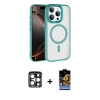 MARSİLYAN™- iPhone 15 Pro Max Kılıf Kıvılcım Prime - Siyah Buffer Hayalet Cam Ekran Koruyucu + PVD Metal Kamera Lens - LT