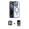 MARSİLYAN™- iPhone 15 Pro Max Kılıf Kıvılcım Prime - Siyah Buffer Hayalet Cam Ekran Koruyucu + PVD Metal Kamera Lens - GI