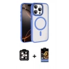MARSİLYAN™- iPhone 15 Pro Max Kılıf Kıvılcım Prime - Siyah Buffer Hayalet Cam Ekran Koruyucu + PVD Metal Kamera Lens - TU
