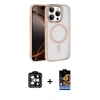 MARSİLYAN™- iPhone 15 Pro Max Kılıf Kıvılcım Prime - Siyah Buffer Hayalet Cam Ekran Koruyucu + PVD Metal Kamera Lens - TU