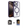 MARSİLYAN™- iPhone 15 Pro Max Kılıf Kıvılcım Prime - Siyah Buffer Hayalet Cam Ekran Koruyucu + PVD Metal Kamera Lens - TU