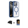 MARSİLYAN™- iPhone 15 Pro Max Kılıf Kıvılcım Prime - Siyah Buffer Hayalet Cam Ekran Koruyucu + Siyah Raze Metal Kamera Lens