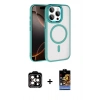 MARSİLYAN™- iPhone 15 Pro Max Kılıf Kıvılcım Prime - Siyah Buffer Hayalet Cam Ekran Koruyucu + PVD Metal Kamera Lens - TU