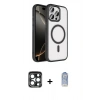 MARSİLYAN™- iPhone 15 Pro Max Kılıf Kıvılcım Prime - Siyah Joko Magic 5D Cam + PVD Metal Kamera Lens - LT