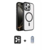MARSİLYAN™- iPhone 15 Pro Max Kılıf Kıvılcım Prime - Siyah Joko Magic 5D Cam + PVD Metal Kamera Lens - SH