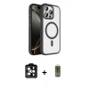 MARSİLYAN™- iPhone 15 Pro Max Kılıf Kıvılcım Prime - Siyah Joko Magic 5D Hayalet Cam + PVD Metal Kamera Lens - TU