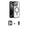 MARSİLYAN™- iPhone 15 Pro Max Kılıf Kıvılcım Prime - Siyah Joko Magic 5D Hayalet Cam + PVD Metal Kamera Lens - GS