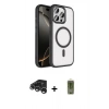 MARSİLYAN™- iPhone 15 Pro Max Kılıf Kıvılcım Prime - Siyah Joko Magic 5D Hayalet Cam + Raze Metal Kamera Lens - GS