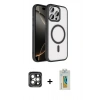 MARSİLYAN™- iPhone 15 Pro Max Kılıf Kıvılcım Prime - Siyah Polymer Nano Ekran Koruyucu + PVD Metal Kamera Lens - GI