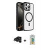 MARSİLYAN™- iPhone 15 Pro Max Kılıf Kıvılcım Prime - Siyah Polymer Nano Ekran Koruyucu + Raze Metal Kamera Lens - GS