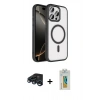 MARSİLYAN™- iPhone 15 Pro Max Kılıf Kıvılcım Prime - Siyah Polymer Nano Ekran Koruyucu + Raze Metal Kamera Lens - LT