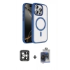 MARSİLYAN™- iPhone 15 Pro Max Kılıf Kıvılcım Prime - Siyah Vanessa Magic Cam + Gri PVD Metal Kamera Lens