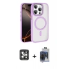 MARSİLYAN™- iPhone 15 Pro Max Kılıf Kıvılcım Prime - Siyah Vanessa Magic Cam + Gri PVD Metal Kamera Lens