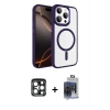 MARSİLYAN™- iPhone 15 Pro Max Kılıf Kıvılcım Prime - Siyah Vanessa Magic Cam + PVD Metal Kamera Lens - LT