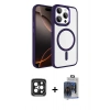 MARSİLYAN™- iPhone 15 Pro Max Kılıf Kıvılcım Prime - Siyah Vanessa Magic Cam + Siyah PVD Metal Kamera Lens
