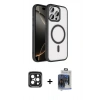 MARSİLYAN™- iPhone 15 Pro Max Kılıf Kıvılcım Prime - Siyah Vanessa Magic Cam + Siyah PVD Metal Kamera Lens