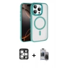 MARSİLYAN™- iPhone 15 Pro Max Kılıf Kıvılcım Prime - Siyah Vanessa Magic Hayalet Cam + PVD Metal Kamera Lens - GS