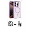 MARSİLYAN™- iPhone 15 Pro Max Kılıf Kıvılcım Prime - Siyah Vanessa Magic Hayalet Cam + PVD Metal Kamera Lens - GS