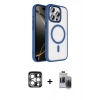 MARSİLYAN™- iPhone 15 Pro Max Kılıf Kıvılcım Prime - Siyah Vanessa Magic Hayalet Cam + PVD Metal Kamera Lens - GS