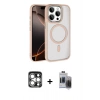 MARSİLYAN™- iPhone 15 Pro Max Kılıf Kıvılcım Prime - Siyah Vanessa Magic Hayalet Cam + PVD Metal Kamera Lens - GS