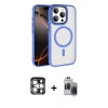 MARSİLYAN™- iPhone 15 Pro Max Kılıf Kıvılcım Prime - Siyah Vanessa Magic Hayalet Cam + PVD Metal Kamera Lens - GS