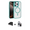 MARSİLYAN™- iPhone 15 Pro Max Kılıf Kıvılcım Prime - Siyah Vanessa Magic Hayalet Cam + Gümüş Raze Metal Kamera Lens