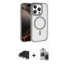 MARSİLYAN™- iPhone 15 Pro Max Kılıf Kıvılcım Prime - Siyah Vanessa Magic Hayalet Cam + Raze Metal Kamera Lens - TMGI