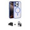 MARSİLYAN™- iPhone 15 Pro Max Kılıf Kıvılcım Prime - Siyah Vanessa Magic Hayalet Cam + Raze Metal Kamera Lens - TMGI