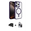 MARSİLYAN™- iPhone 15 Pro Max Kılıf Kıvılcım Prime - Siyah Vanessa Magic Hayalet Cam + Raze Metal Kamera Lens - TMGI