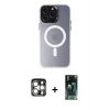 MARSİLYAN™- iPhone 15 Pro Max Kılıf Kozmos Çizgi Prime - Şeffaf 360 Full Body Arka Koruyucu + PVD Metal Kamera Lens - GS
