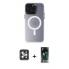 MARSİLYAN™- iPhone 15 Pro Max Kılıf Kozmos Çizgi Prime - Şeffaf 360 Full Body Arka Koruyucu + PVD Metal Kamera Lens - GI