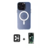 MARSİLYAN™- iPhone 15 Pro Max Kılıf Kozmos Çizgi Prime - Şeffaf 360 Full Body Arka Koruyucu + PVD Metal Kamera Lens - SH