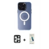 MARSİLYAN™- iPhone 15 Pro Max Kılıf Kozmos Çizgi Prime - Şeffaf Pasifik Cam Ekran Koruyucu + PVD Metal Kamera Lens - LT