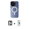 MARSİLYAN™- iPhone 15 Pro Max Kılıf Kozmos Çizgi Prime - Şeffaf Pasifik Cam Ekran Koruyucu + PVD Metal Kamera Lens - GS